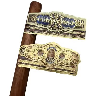 अच्छी कीमत ISO9001 Certified Waterproof Eco-friendly Cigar Label Adhesive Sticker with Gold Foil 3D Embossed Customized Shape ऑनलाइन